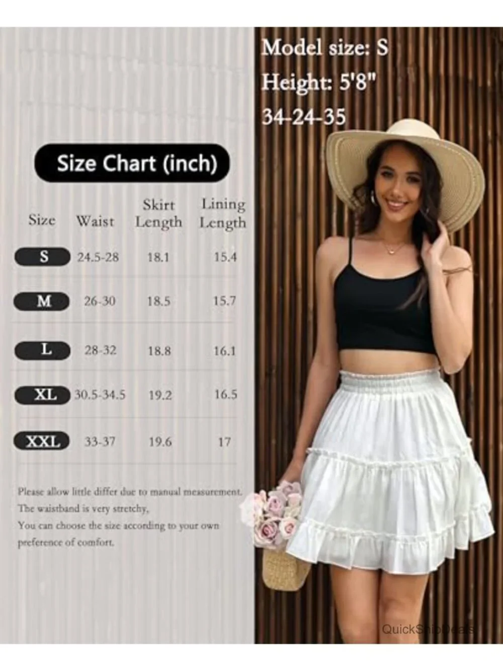 Women's Flared Cotton Mini Skirt Ruffle High Waist A-Line Casual